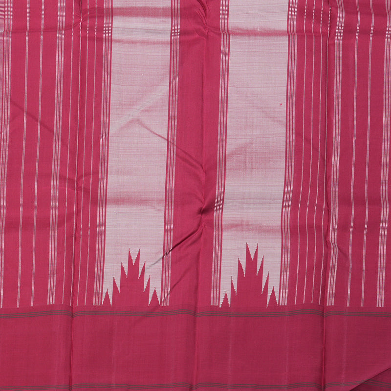 Hayagrivas Pristine White Handloom Kanjivaram Silk Saree with Ganga Jamuna (Green And Maroon) Border BBD1186K2-1