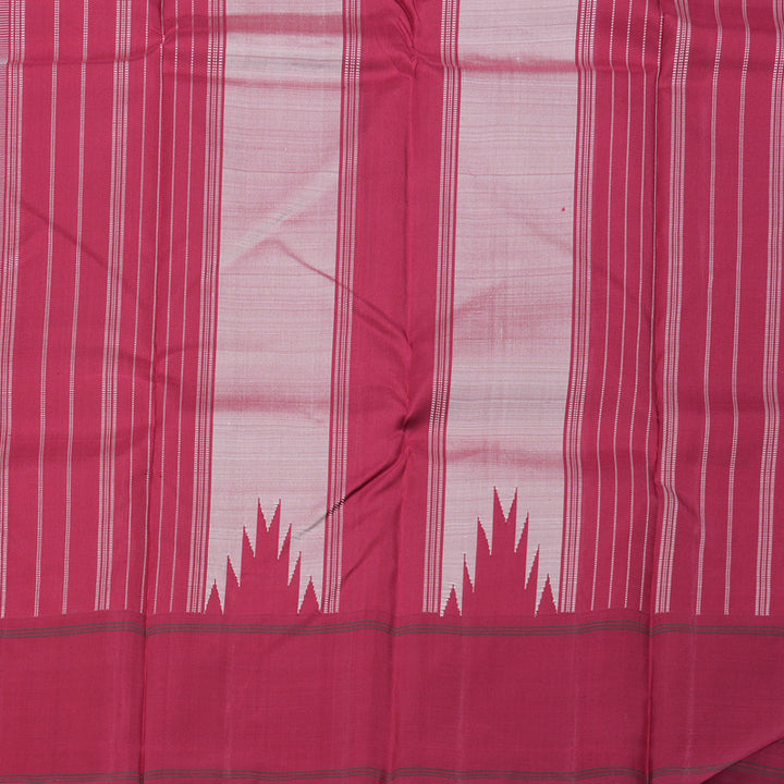 Hayagrivas Pristine White Handloom Kanjivaram Silk Saree with Ganga Jamuna (Green And Maroon) Border BBD1186K2-1