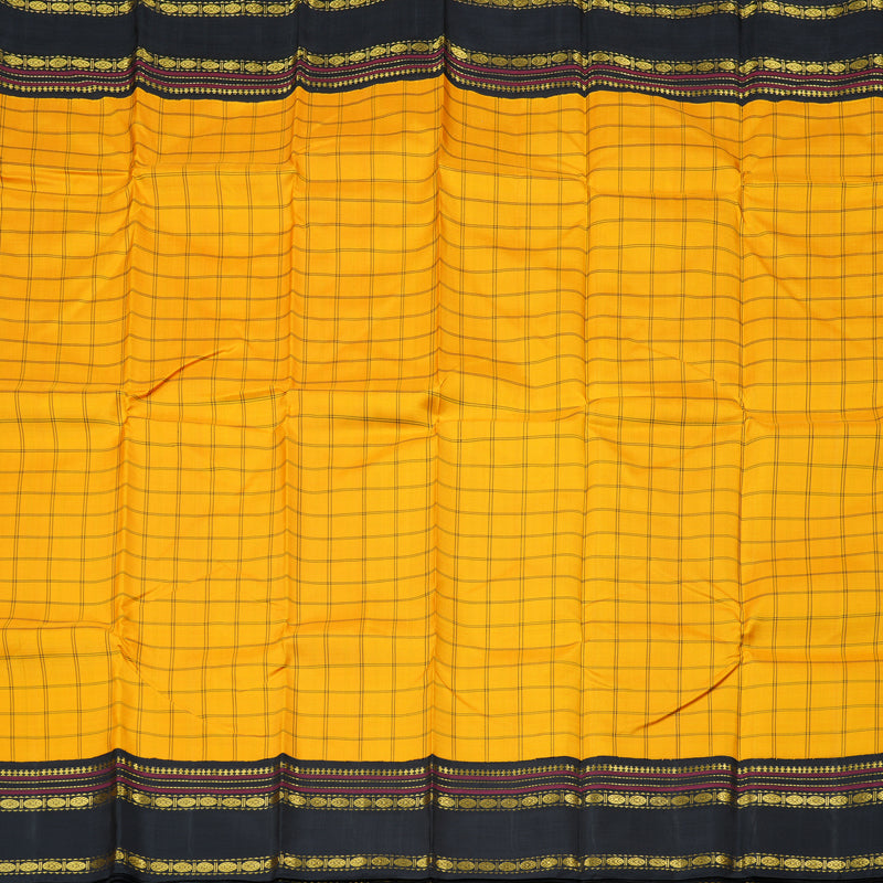 Hayagrivas Yellow Handloom Kanjivaram Silk Saree with Black Border BBD1186K3-1