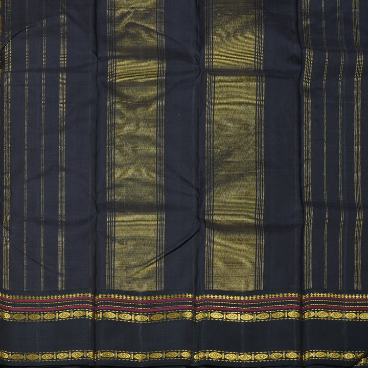 Hayagrivas Yellow Handloom Kanjivaram Silk Saree with Black Border BBD1186K3-1