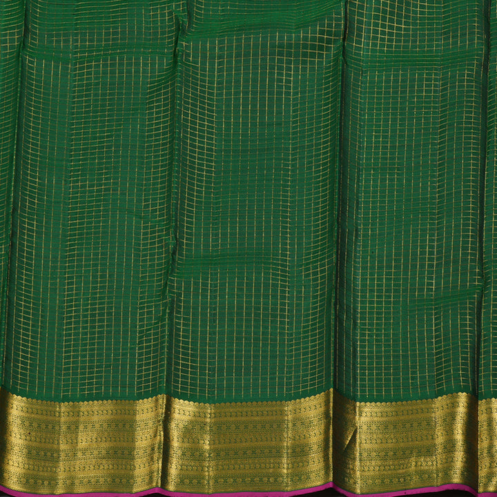 Hayagrivas Ash Grey Handloom Kanjivaram Silk Saree with Bottle Green Border BBD1187K4-1