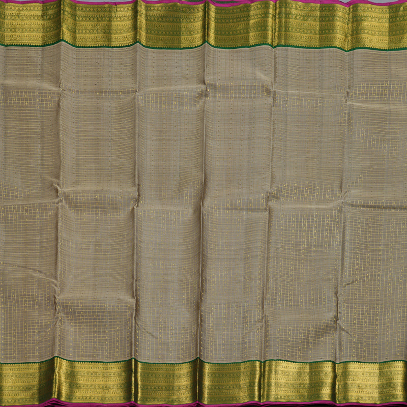 Hayagrivas Ash Grey Handloom Kanjivaram Silk Saree with Bottle Green Border BBD1187K4-1