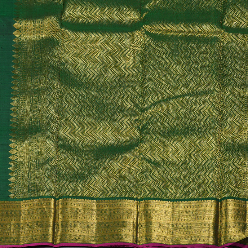 Hayagrivas Ash Grey Handloom Kanjivaram Silk Saree with Bottle Green Border BBD1187K4-1