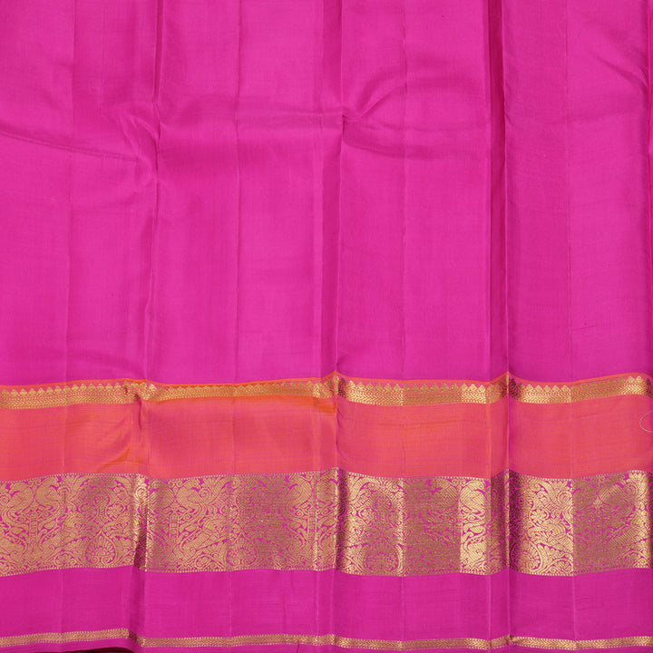 Hayagrivas Yellow Handloom Kanjivaram Silk Saree with Ganga Jamuna (Blue And Pink) Border BBD1187K6-1