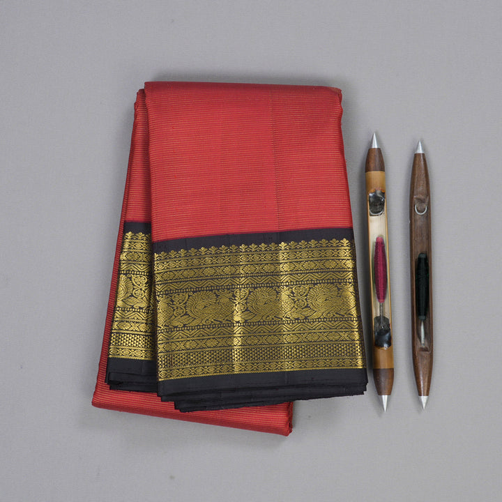 Hayagrivas Red Handloom Vairaoosi Kanjivaram Silk Saree with Black Border BBD1187K8-1