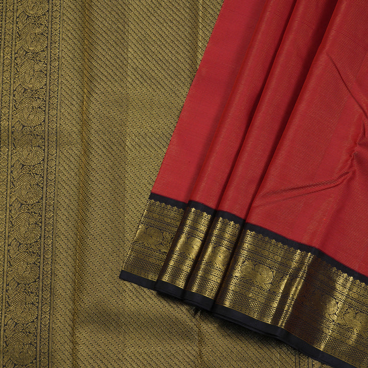 Hayagrivas Red Handloom Vairaoosi Kanjivaram Silk Saree with Black Border BBD1187K8-1