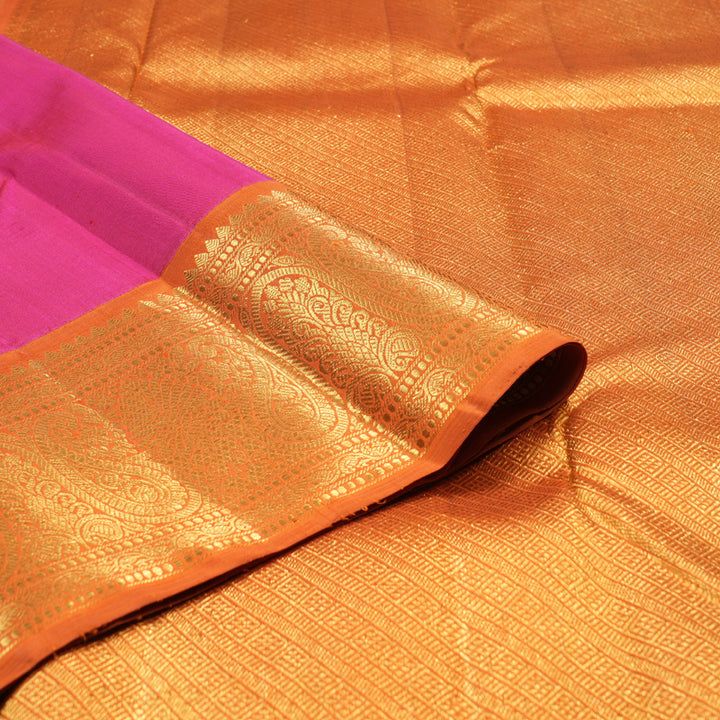 Hayagrivas Pretty Pink Handloom Kanjivaram Silk Saree with Orange Border BBD1189K1-2