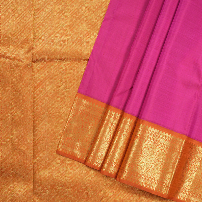 Hayagrivas Pretty Pink Handloom Kanjivaram Silk Saree with Orange Border BBD1189K1-2