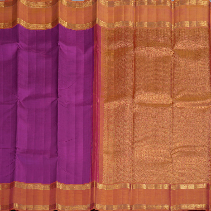 Hayagrivas Purple Handloom Retta Pet Kanjivaram Silk Saree with Dual Tone (Yellow With Pink) Border BBD1189K1-3