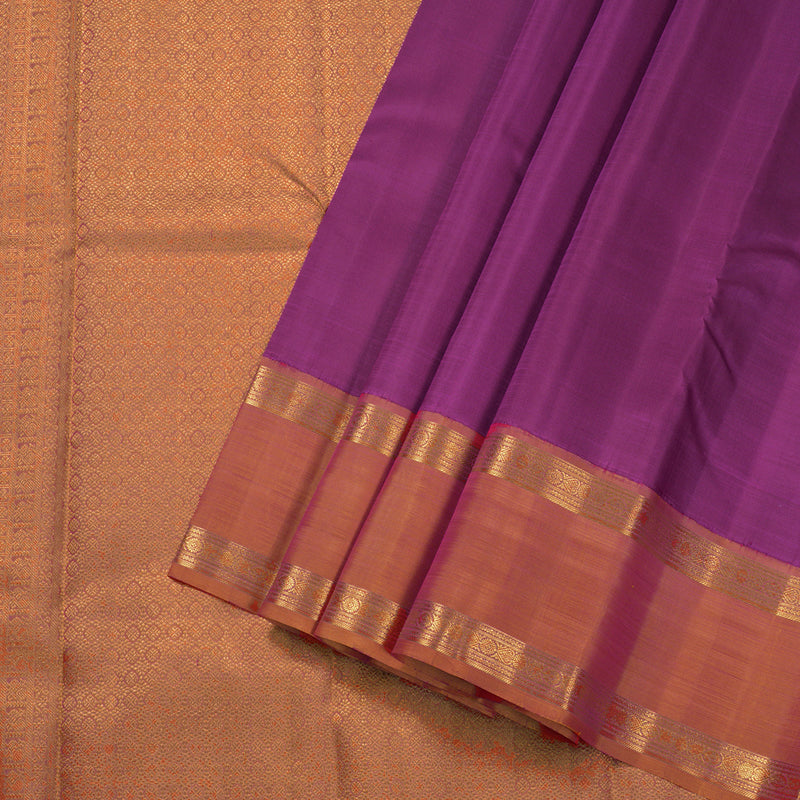 Hayagrivas Purple Handloom Retta Pet Kanjivaram Silk Saree with Dual Tone (Yellow With Pink) Border BBD1189K1-3