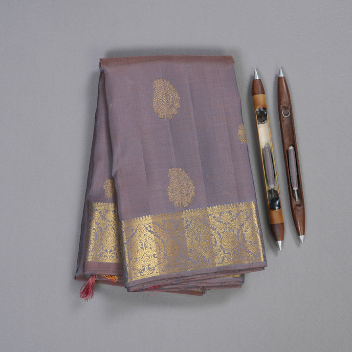 Hayagrivas Dual Tone (Grey With Onion Pink) Handloom Kanjivaram Silk Saree BBD1189K2-1