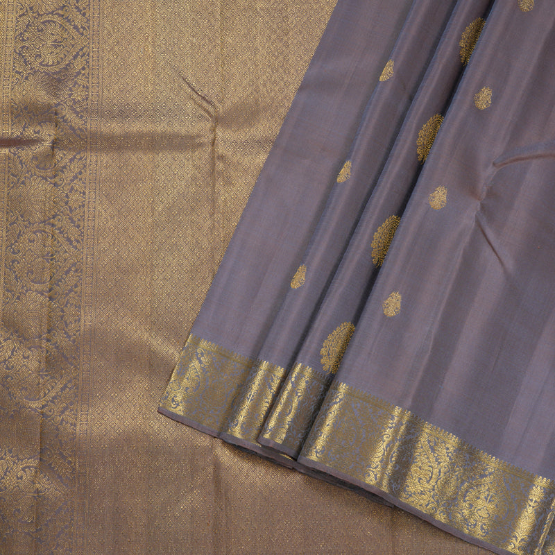 Hayagrivas Dual Tone (Grey With Onion Pink) Handloom Kanjivaram Silk Saree BBD1189K2-1