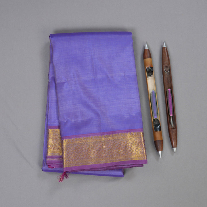 Hayagrivas Blue Handloom Kanjivaram Silk Saree with Purple Border BBD1191K1-3