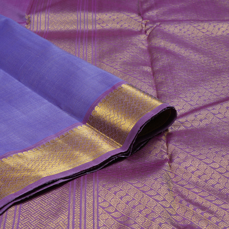 Hayagrivas Blue Handloom Kanjivaram Silk Saree with Purple Border BBD1191K1-3