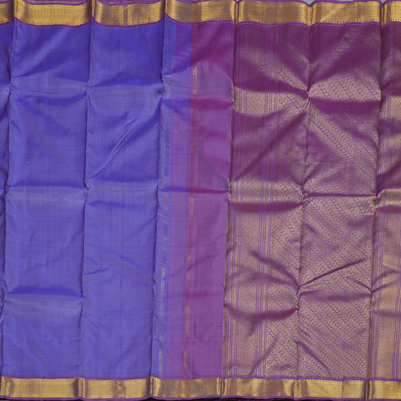 Hayagrivas Blue Handloom Kanjivaram Silk Saree with Purple Border BBD1191K1-3