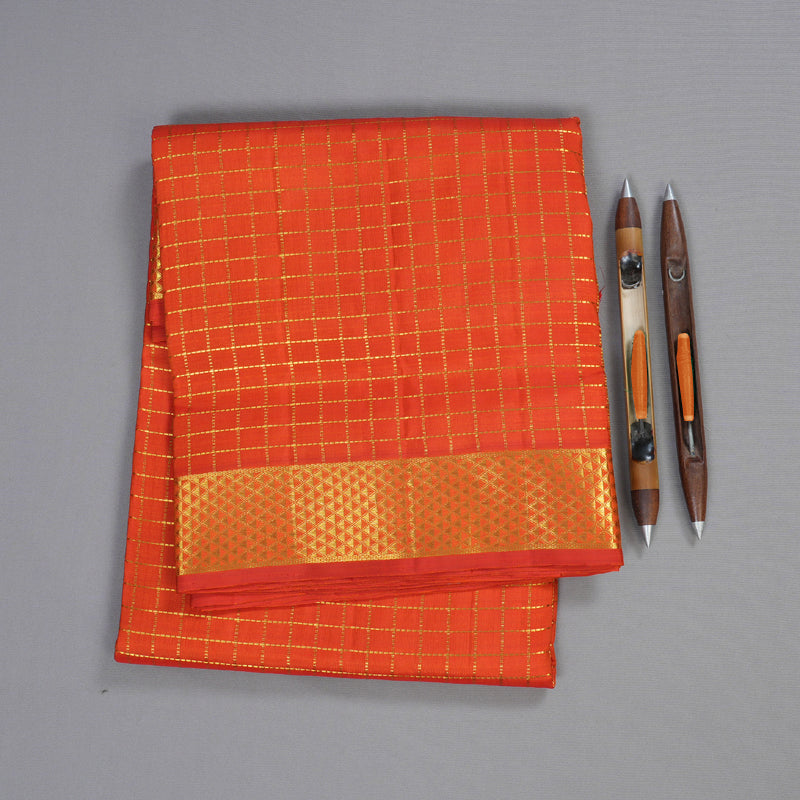 Hayagrivas Orange Handloom Kanjivaram Ten Yards Silk Saree BBD1193K1-1