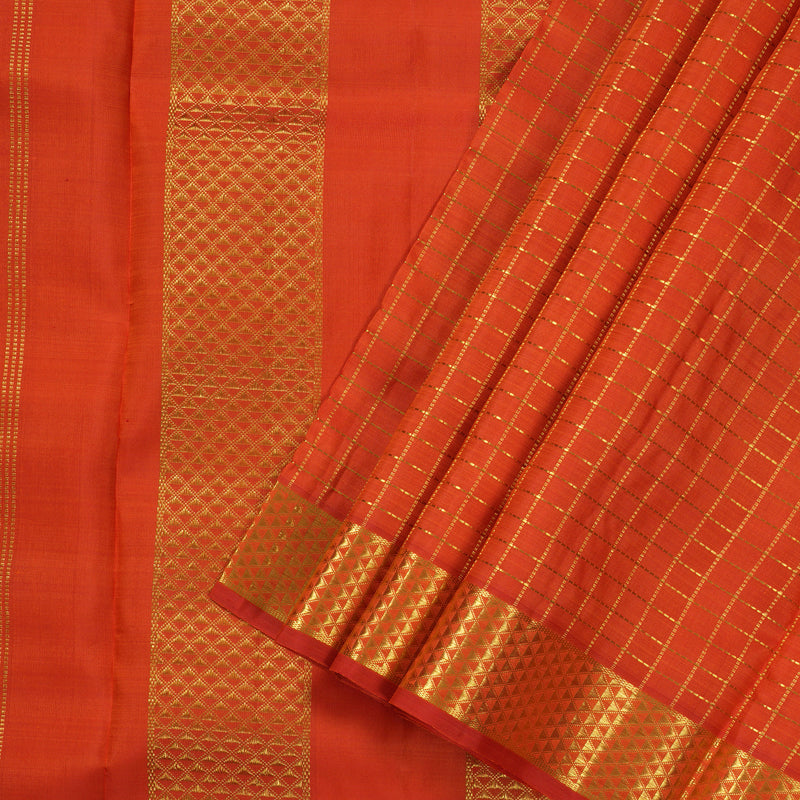Hayagrivas Orange Handloom Kanjivaram Ten Yards Silk Saree BBD1193K1-1