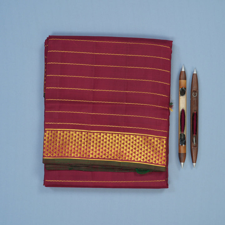 Hayagrivas Handloom Maroon Ten Yards Silk Saree BBD1193K2-1