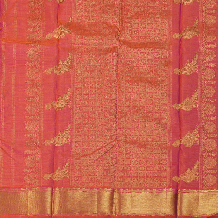 Hayagrivas Orangish Pink Handloom Kanjivaram Silk Saree BBD1195K3-1