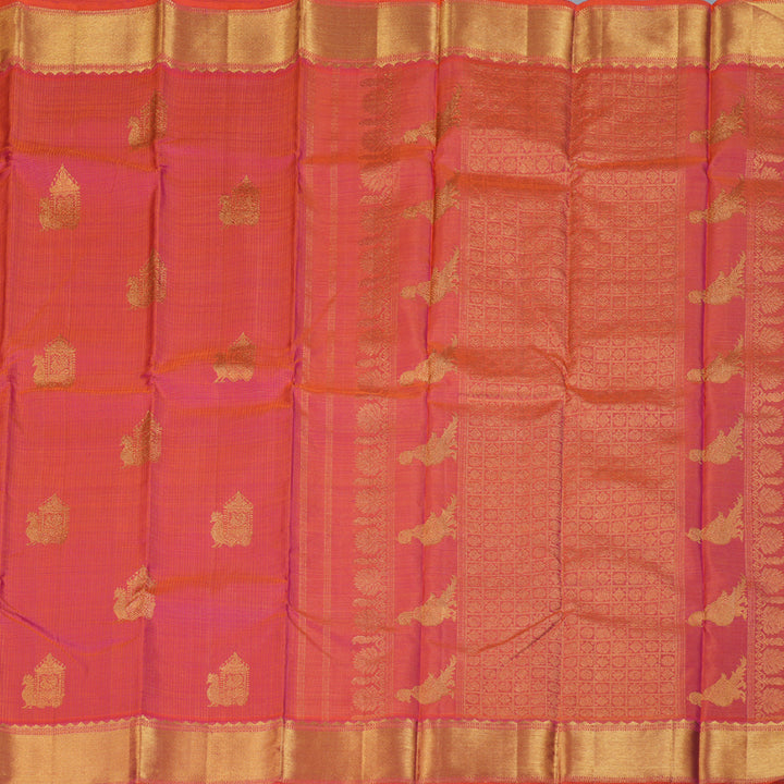 Hayagrivas Orangish Pink Handloom Kanjivaram Silk Saree BBD1195K3-1