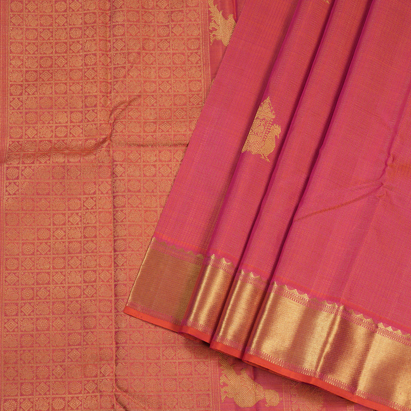 Hayagrivas Orangish Pink Handloom Kanjivaram Silk Saree BBD1195K3-1