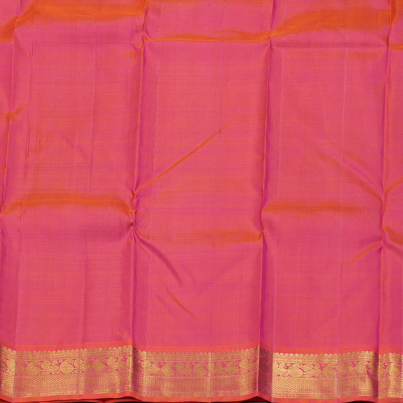 Hayagrivas Bottle Green Handloom Kanjivaram Silk Saree with Orangish Pink Border BBD1195K3-3