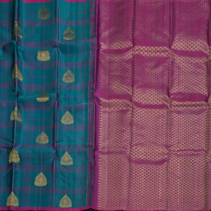Hayagrivas Peacock Blue Handloom Kanjivaram Silk Saree BBD1198K1-1