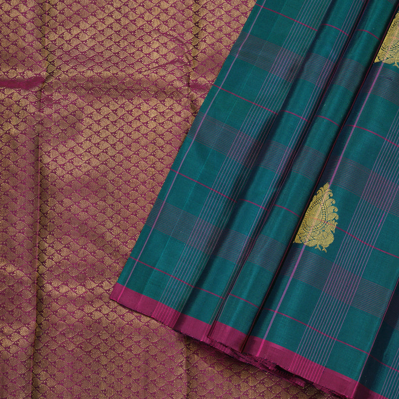 Hayagrivas Peacock Blue Handloom Kanjivaram Silk Saree BBD1198K1-1