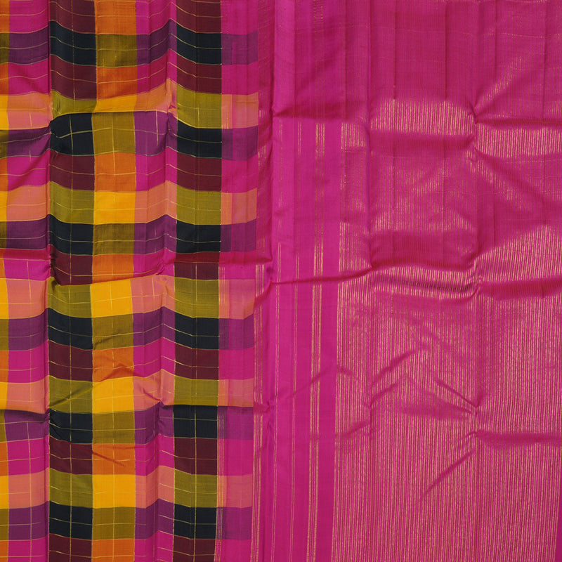 Hayagrivas Multi Color Checks Handloom Kanjivaram Silk Saree BBD1201K1-2