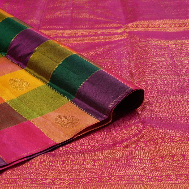 Hayagrivas Multi Color Checks Handloom Kanjivaram Silk Saree BBD1201K3-1