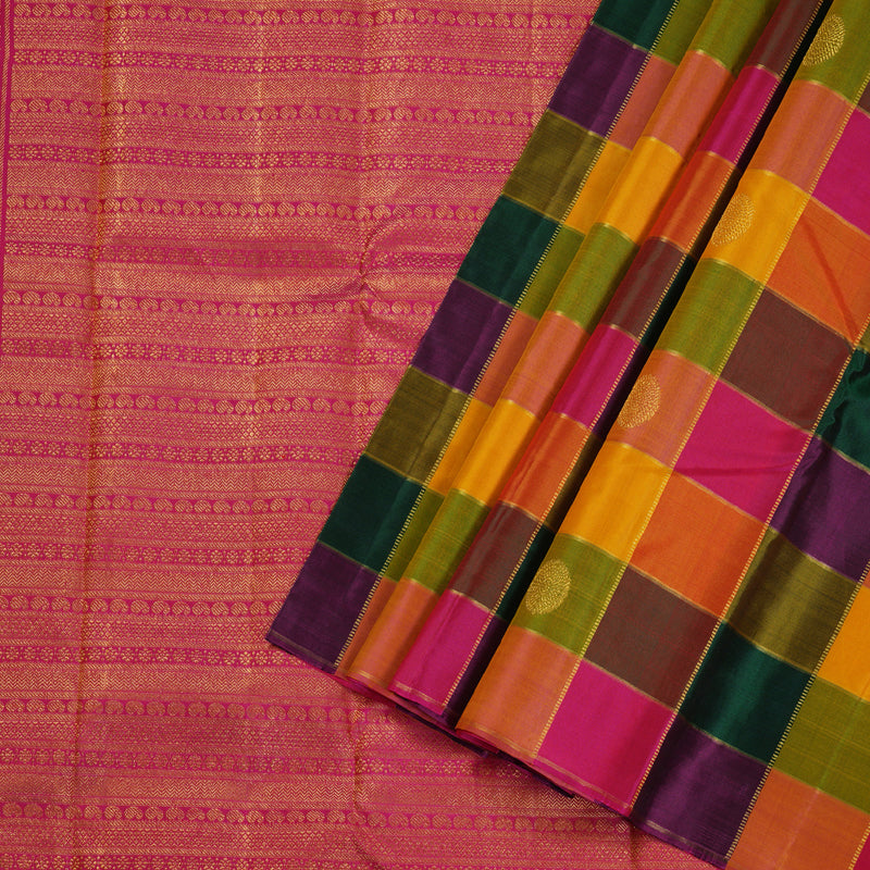 Hayagrivas Multi Color Checks Handloom Kanjivaram Silk Saree BBD1201K3-1