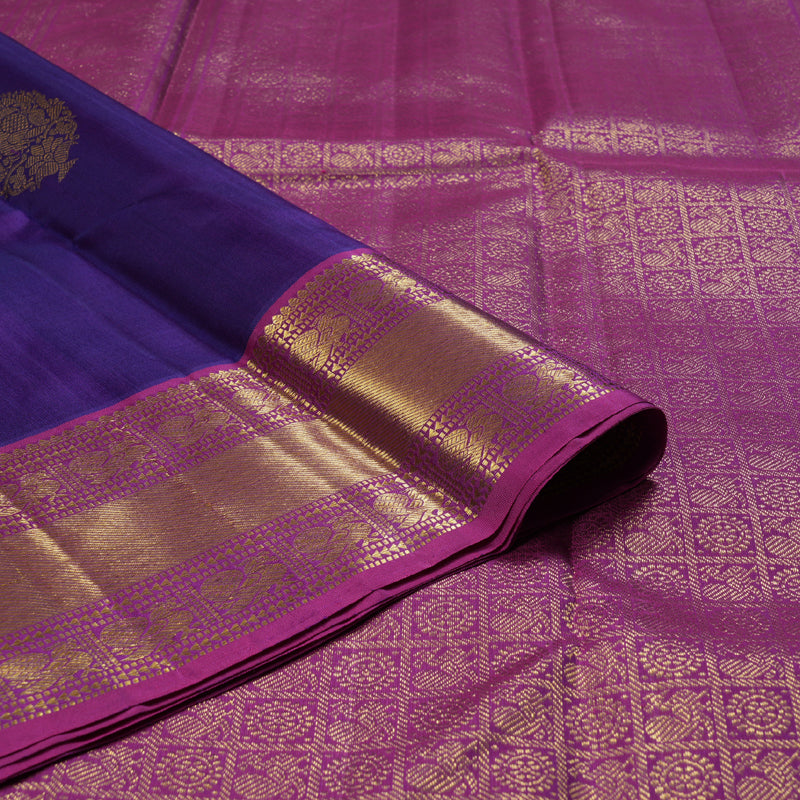 Hayagrivas Purple Handloom Kanjivaram Silk Saree with Pink Border BBD1201K5-1