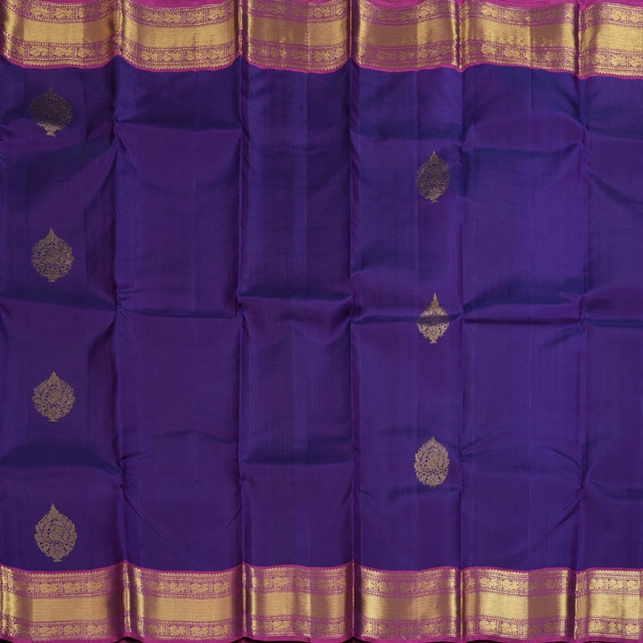 Hayagrivas Purple Handloom Kanjivaram Silk Saree with Pink Border BBD1201K5-1