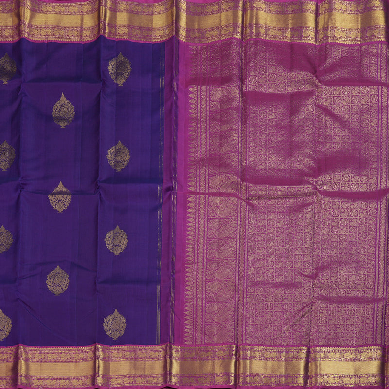 Hayagrivas Purple Handloom Kanjivaram Silk Saree with Pink Border BBD1201K5-1