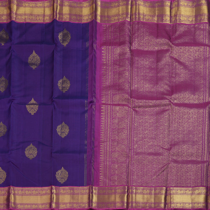 Hayagrivas Purple Handloom Kanjivaram Silk Saree with Pink Border BBD1201K5-1