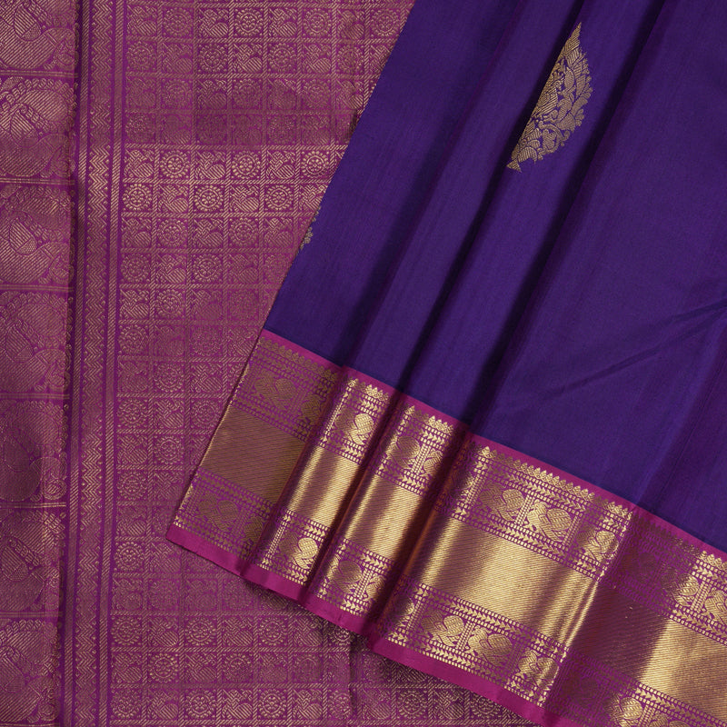 Hayagrivas Purple Handloom Kanjivaram Silk Saree with Pink Border BBD1201K5-1