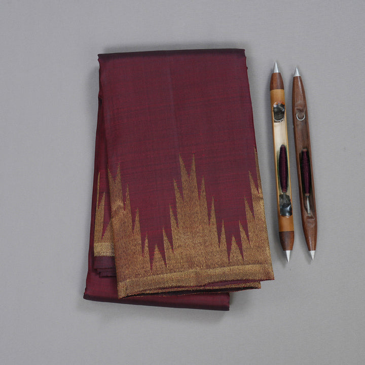 Hayagrivas Wine Maroon Handloom Kanjivaram Silk Saree BBD1204K1-1