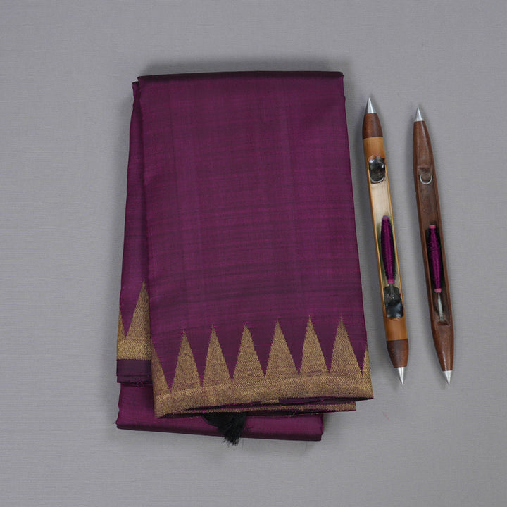 Hayagrivas Dark Purple Handloom Kanjivaram Silk Saree with Dark Purple Border BBD1207K2-1