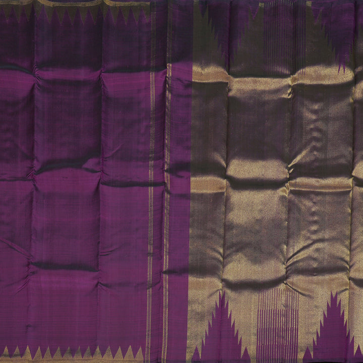 Hayagrivas Dark Purple Handloom Kanjivaram Silk Saree with Dark Purple Border BBD1207K2-1