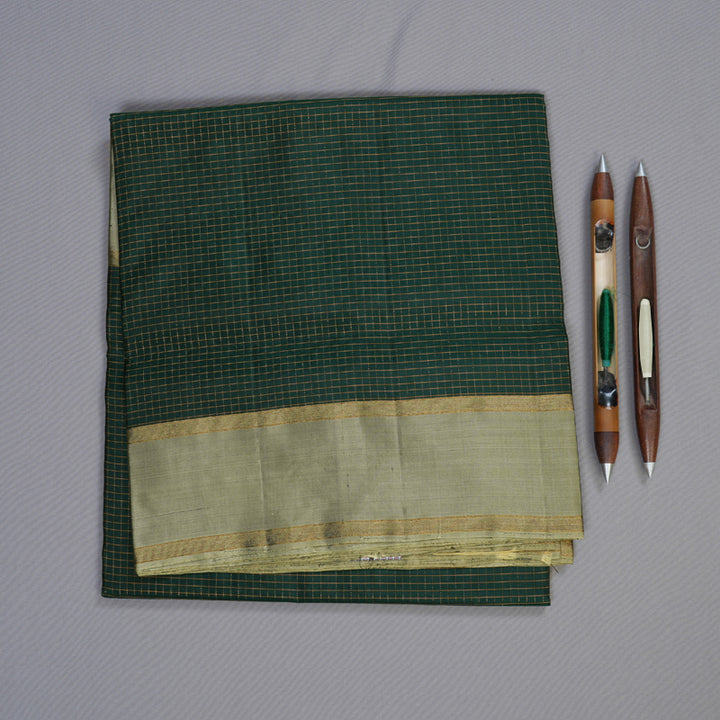 Hayagrivas Bottle Green Handloom Soft Silk Saree with Elaichi Green Border BBD1211K2-2