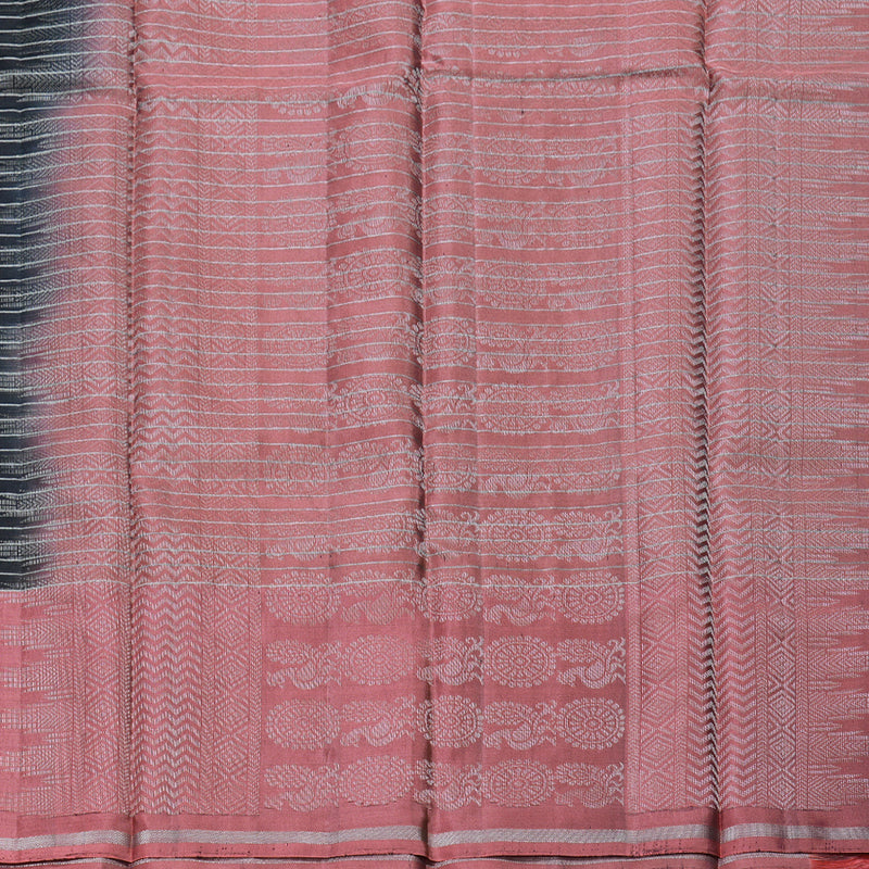 Hayagrivas Black Handloom Soft Silk Saree with Peach Pink Border BBD1211K3-4