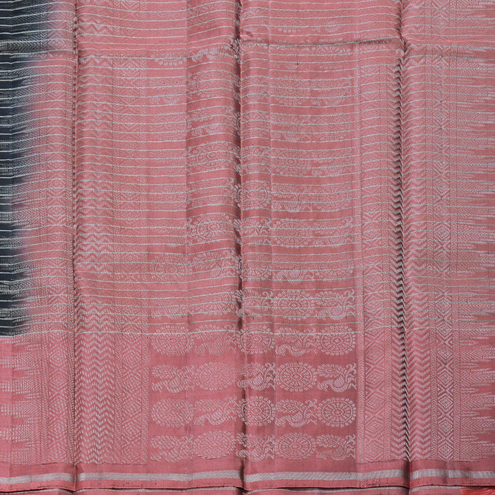 Hayagrivas Black Handloom Soft Silk Saree with Peach Pink Border BBD1211K3-4