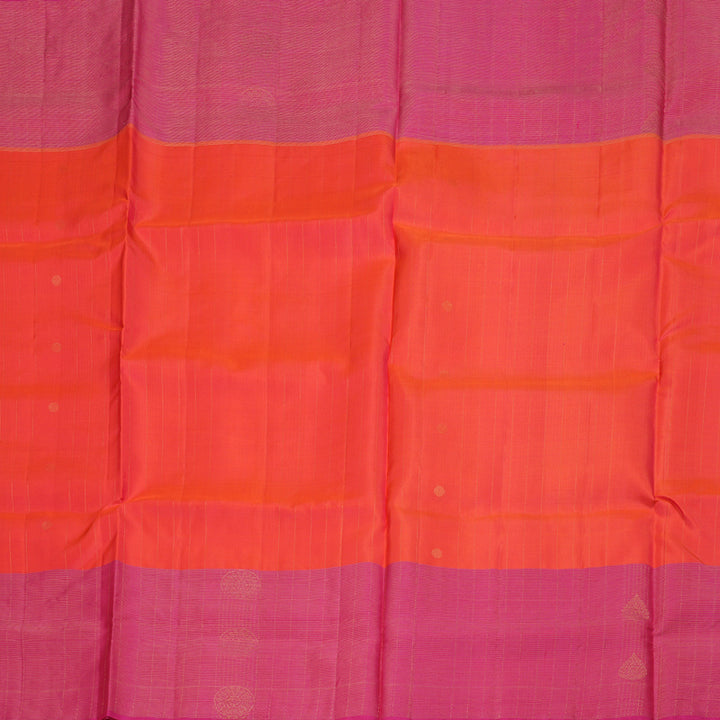 Hayagrivas Orangish Pink Handloom Soft Silk Saree with Pink Border BBD1211K3-7