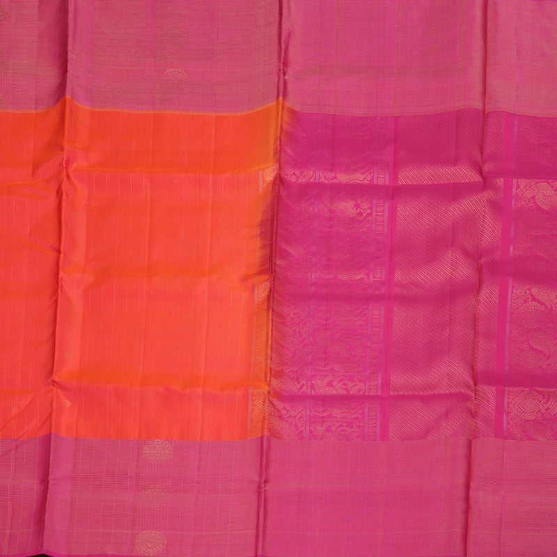 Hayagrivas Orangish Pink Handloom Soft Silk Saree with Pink Border BBD1211K3-7