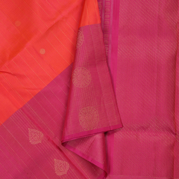 Hayagrivas Orangish Pink Handloom Soft Silk Saree with Pink Border BBD1211K3-7