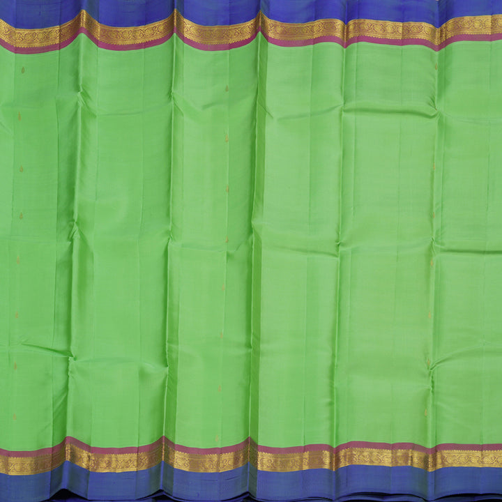 Hayagrivas Light Pastel Green Handloom Kanjivaram Silk Saree with Blue Border BBD1212K7-1