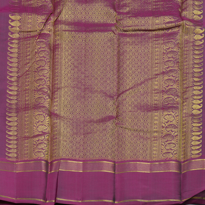 Hayagrivas Peacock Blue Handloom Kanjivaram Silk Saree with Purple Border BBD1212K8-1