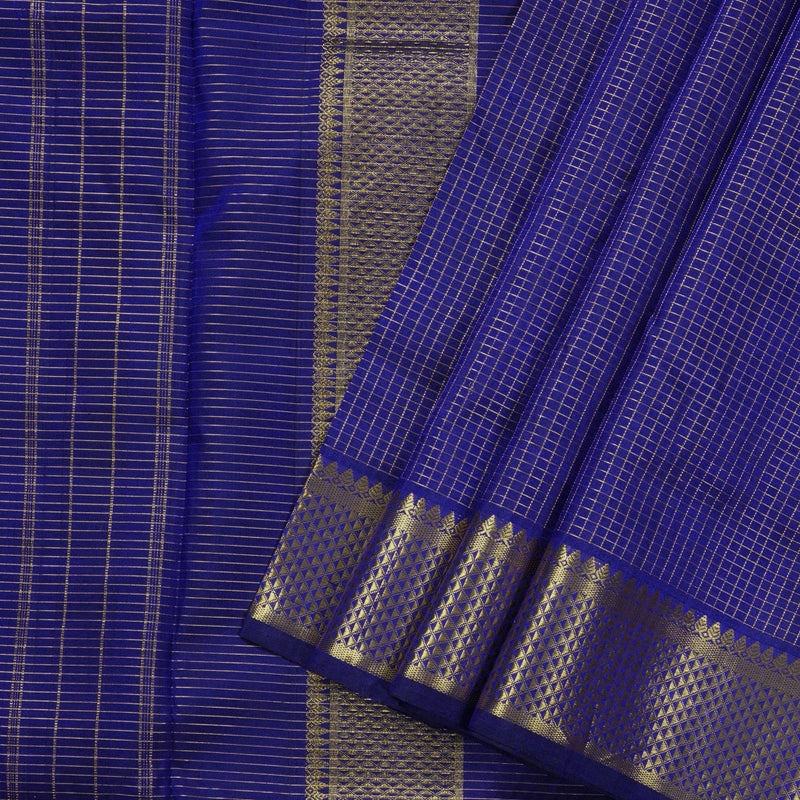 Hayagrivas Blue Handloom Kanjivaram Ten Yards Silk Saree BBD1212K3-3