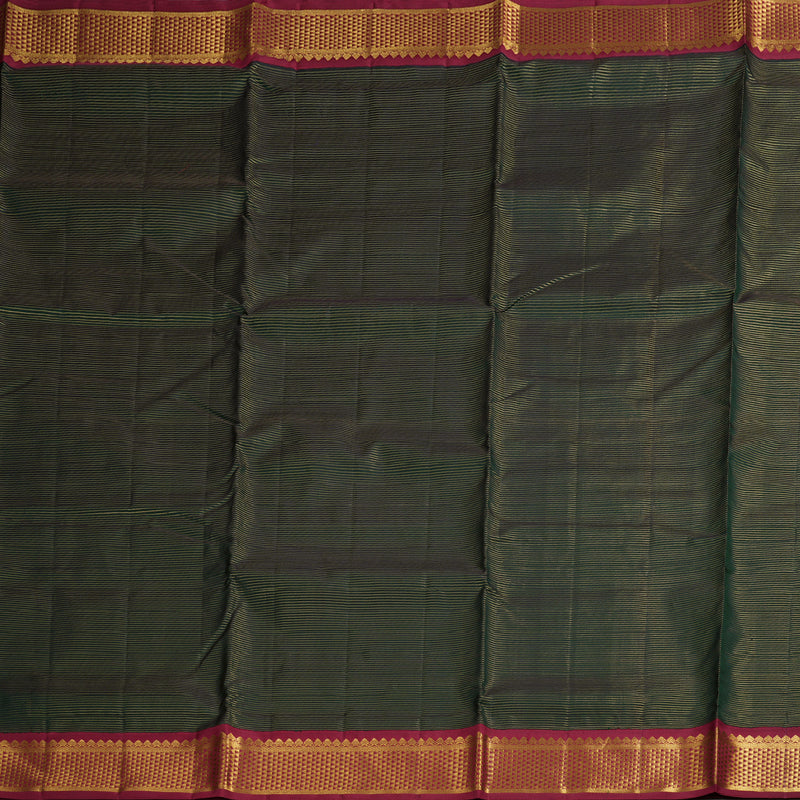 Hayagrivas Bottle Green Handloom Kanjivaram Ten Yards Silk Saree with Maroon Border BBD1212K5-2