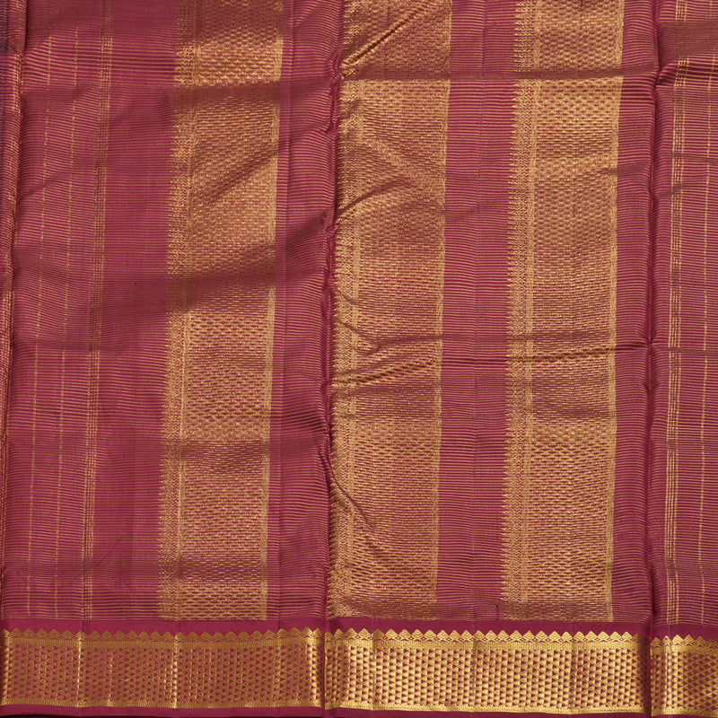 Hayagrivas Bottle Green Handloom Kanjivaram Ten Yards Silk Saree with Maroon Border BBD1212K5-2